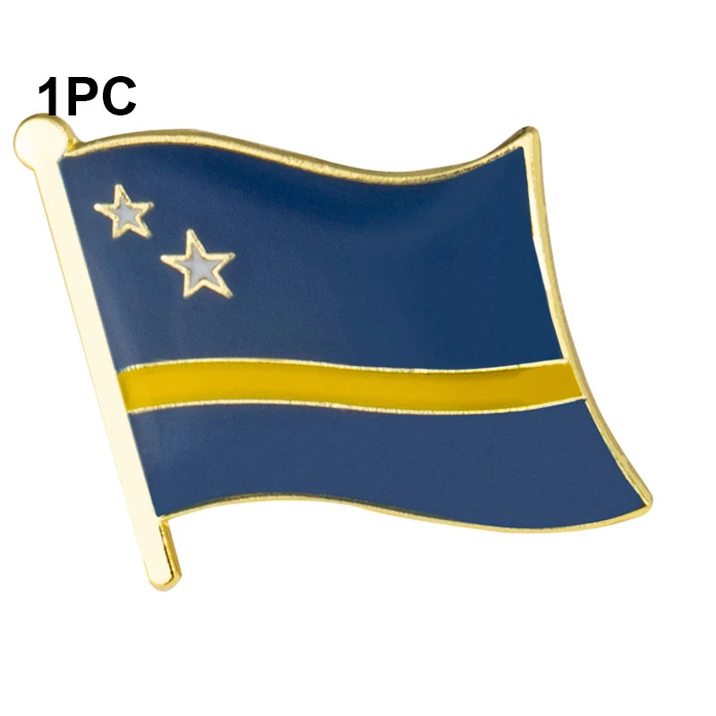 1-100pcs Curacao Blue Wave Lapel Pin Flag badge Brooch Pins Badges