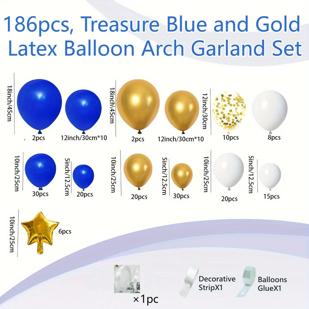 Decoration Blue Wave WK 186PCS Royal Blue Gold Balloon Arch Wreath Set