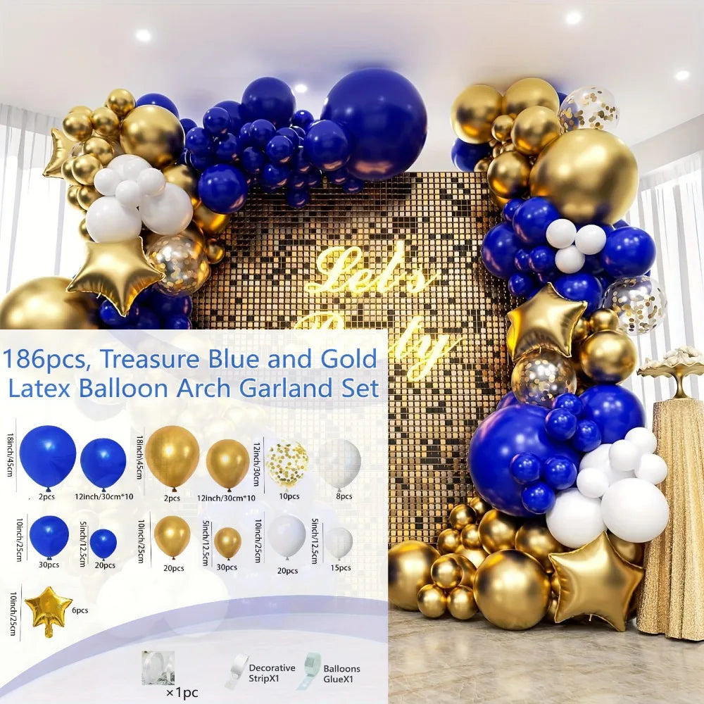 Decoration Blue Wave WK 186PCS Royal Blue Gold Balloon Arch Wreath Set